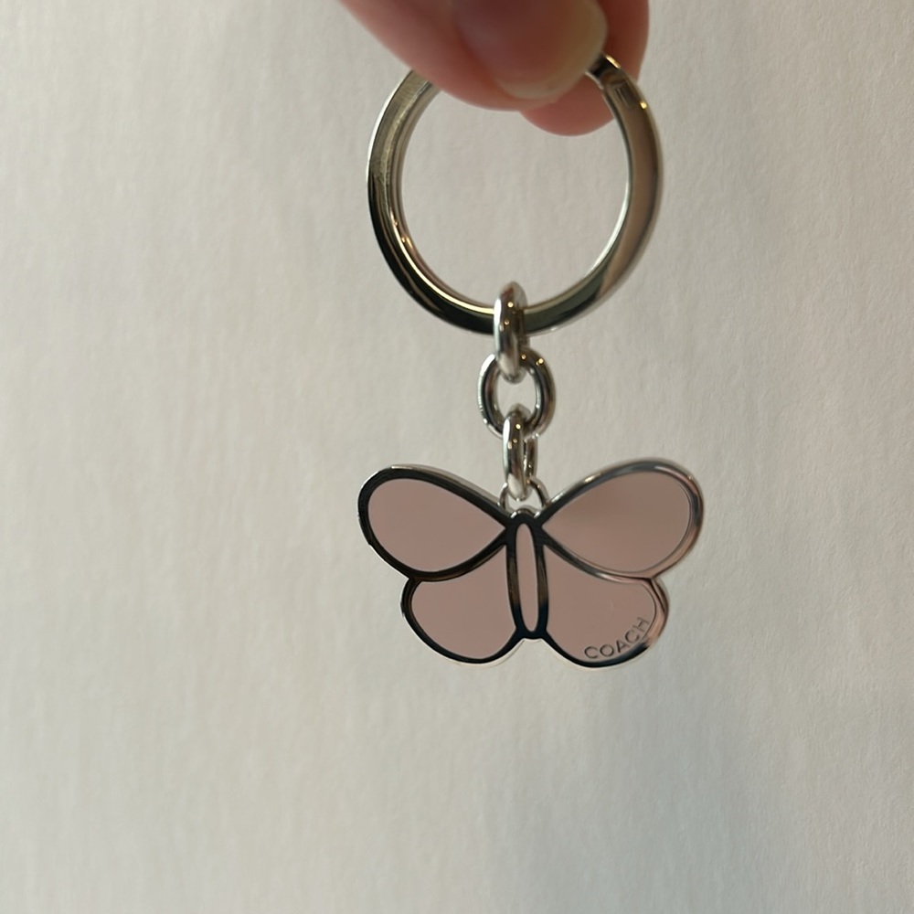 NWOT COACH Butterfly Keychain Fob Purse Charm in Pastel Pink - Picture 6 of 7